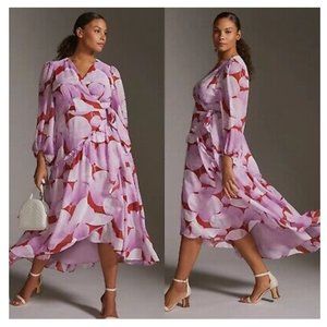 Anthropologie, Hutch Geo Wrap Maxi dress, 2x plus, lilac combo